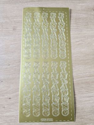 Sticker Ziersticker Schriftsticker EINLADUNG vertikal gold